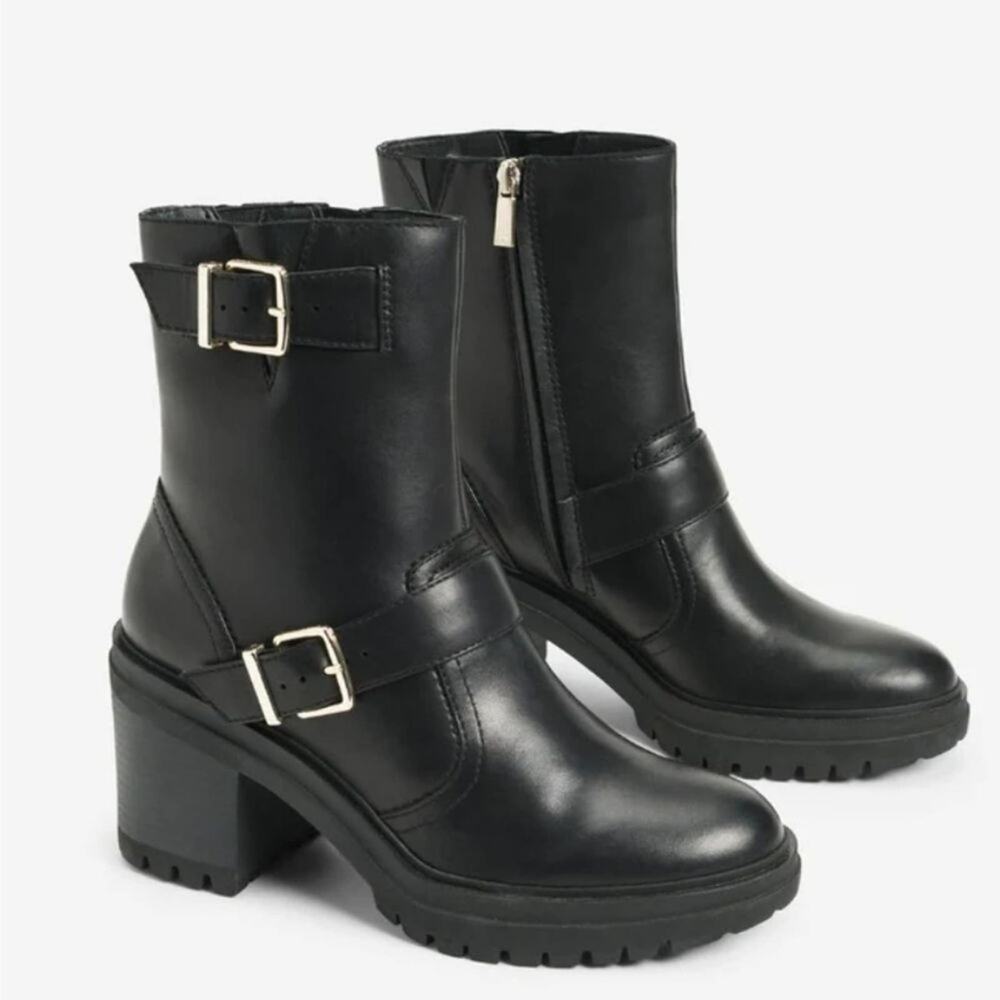 KENNETH Cole Rhode Buckled Leather Boot lug sole with Polar Grip size 8.5 new!!!
